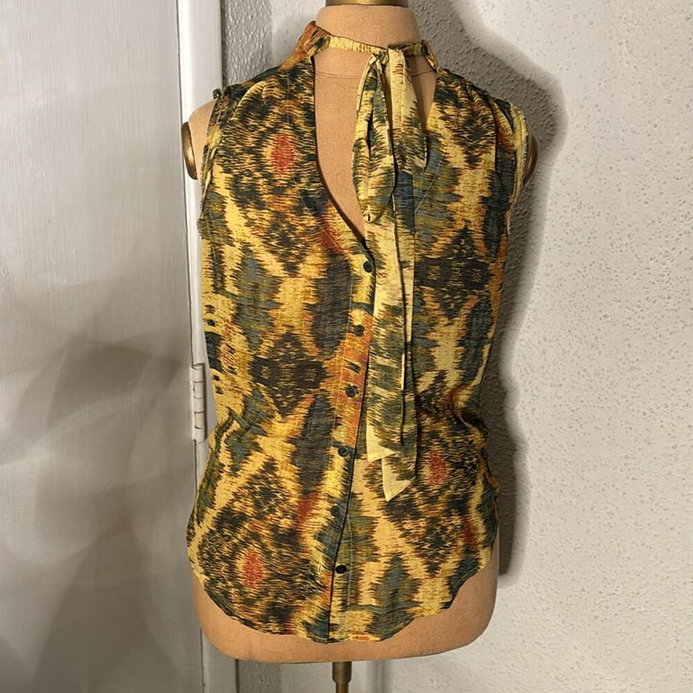 RACHEL Rachel Roy Multicolor NeckTie Blouse 2 Corporate Siren Art To Wear Retro